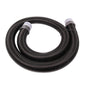 The TASKI AERO BP suction hose 1.5m from Diversey Deutschland GmbH & Co. OHG features a black coil with two gray connections, designed for use with the TASKI Aero BP vacuum cleaner. One piece per package, pictured on a white background.