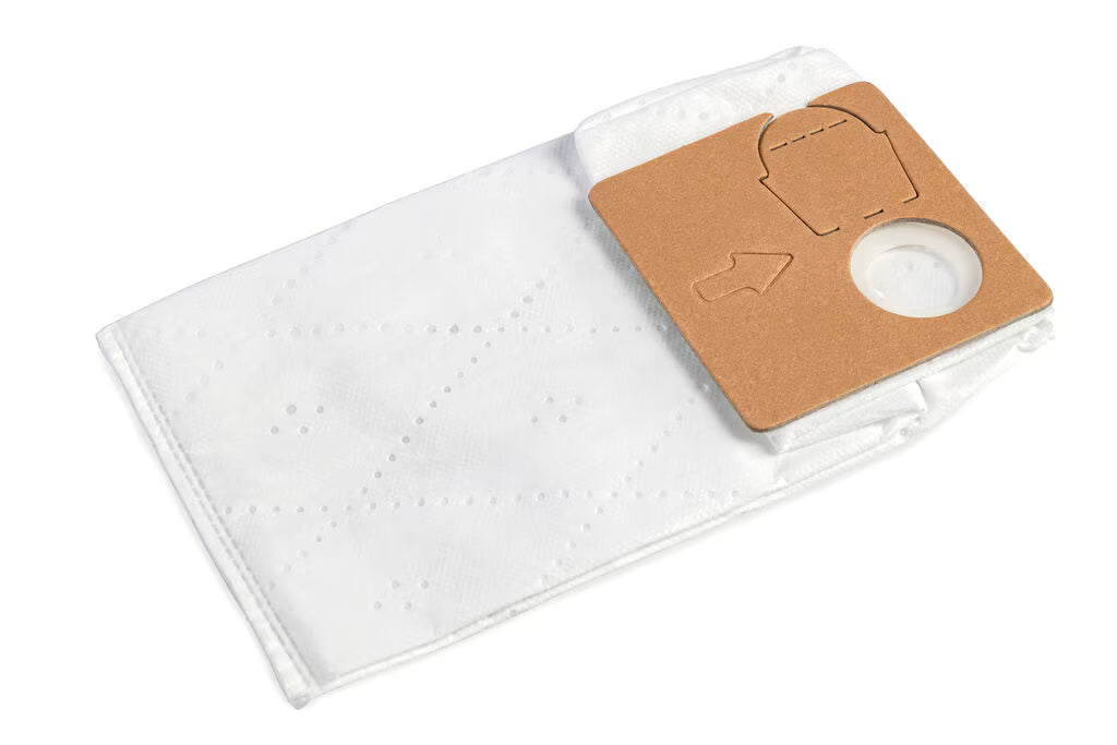 A TASKI AERO UP fleece vacuum cleaner bag from Diversey Deutschland GmbH & Co. OHG with a brown cardboard collar, round opening, and arrow on a white background. The package contains 1 piece.