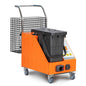The TASKI Steam SV4 steam cleaner from Diversey Deutschland GmbH & Co. OHG features 4 swivel castors, a metal push handle, a wire basket, and a container with a lid at the front. It delivers 4.5 bar steam pressure with integrated suction. Delivered as a single package.