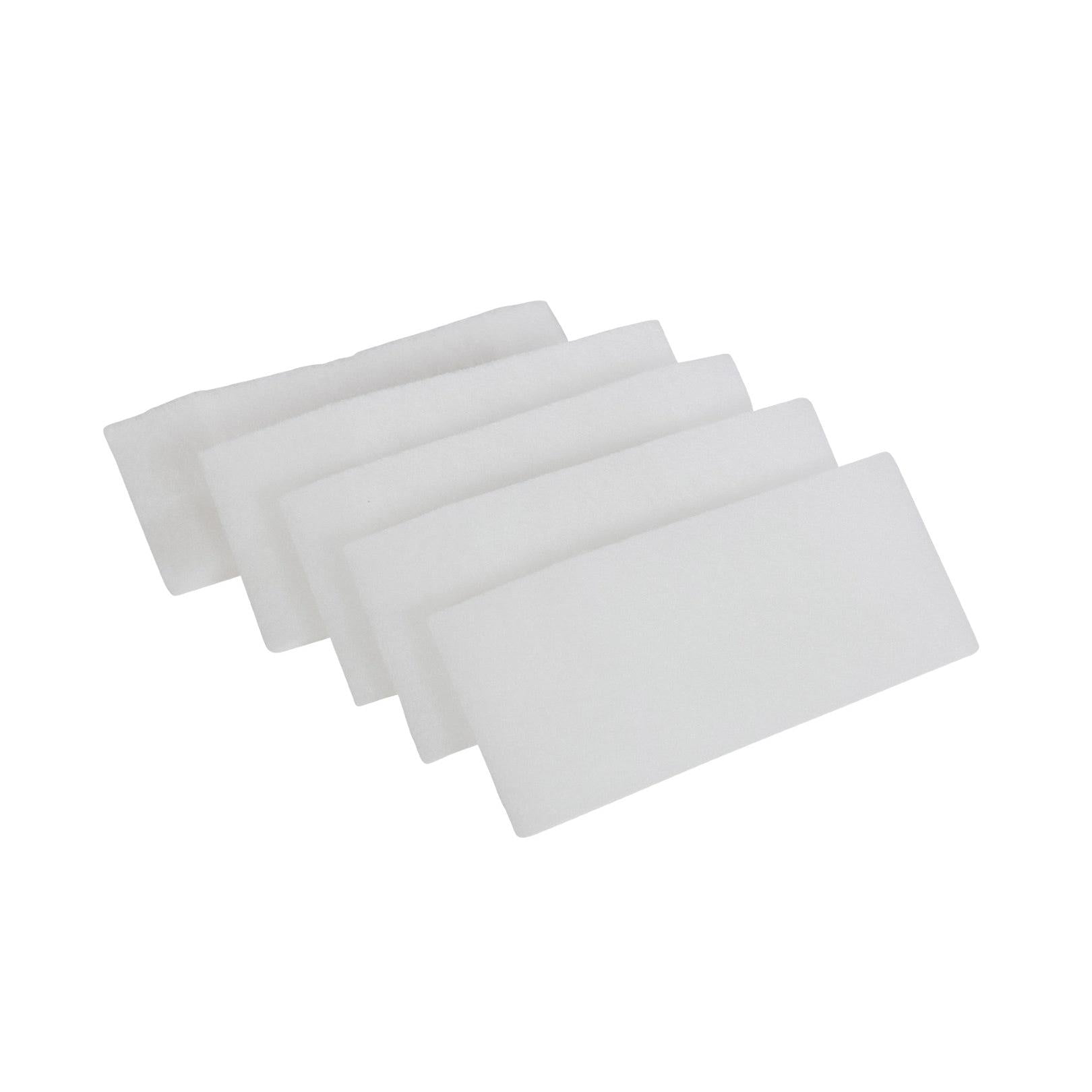 Fünf rechteckige Abluftfilter AERO 3500 Pads von Diversey Deutschland GmbH & Co. OHG sind in einer versetzten Reihe angeordnet; sauber und identisch, sorgen sie für saubere Luft-Packung enthält 5 Stück, ideal für Filtrationsbedarf.