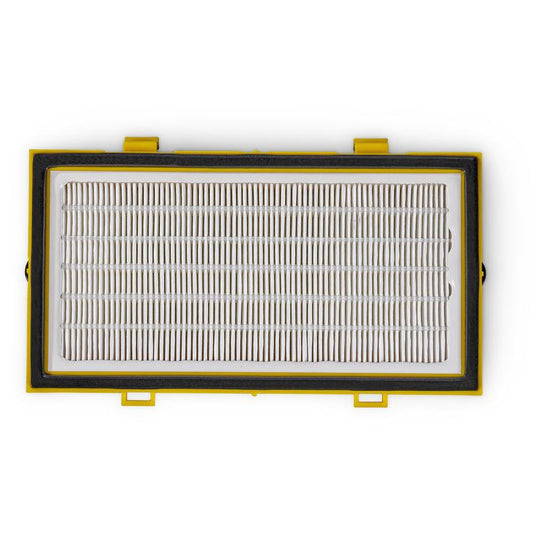 Der TASKI Ultimaxx HEPA H13-Filter von Diversey Deutschland GmbH & Co. OHG, optional, verfügt über eine weiße plissierte Oberfläche und einen gelb-schwarzen Rahmen für verbesserte Luftqualität in sensiblen Bereichen (Packung: 1 Stück).