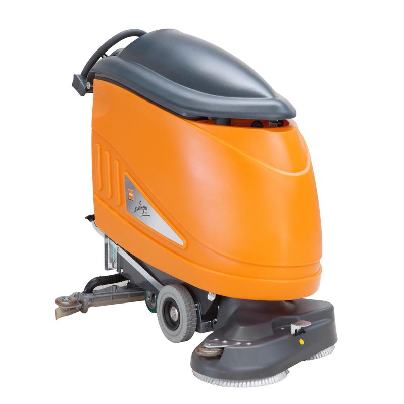 Die TASKI swingo 1650 Li-Ion von Diversey Deutschland ist eine große, gewerbliche Doppelbürsten-Scheuersaugmaschine (2x13") mit Rädern und 3x50Ah Li-Ion-Akkus für die effiziente Bodenreinigung. Packung mit 1 Stück.