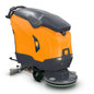 The TASKI ULTIMAXX 2900 SD50 from Diversey Germany is a next-generation scrubber dryer with wheel drive, 63L tank, control handles, and a 50cm single disc. Its orange/gray design features two wheels and a robust front scrubber.