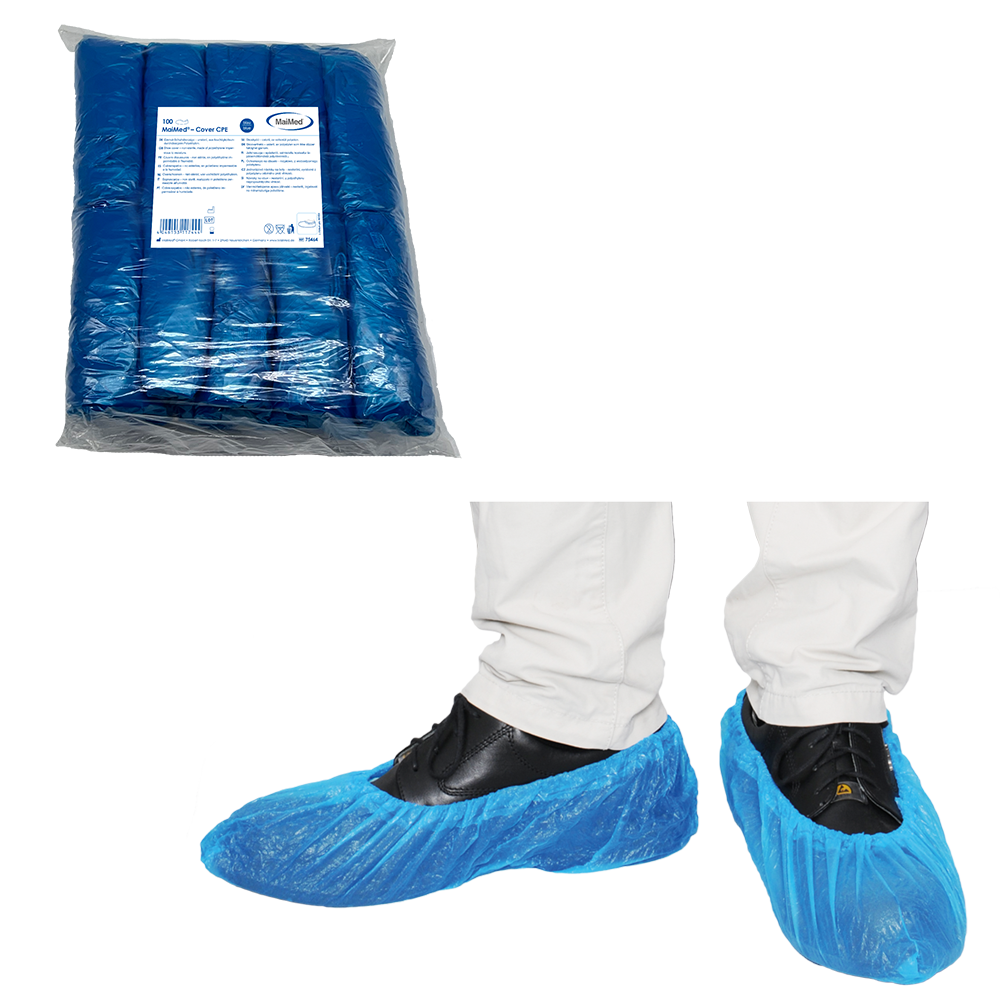 MaiMed-Cover CPE shoe covers Disposable shoe covers made of CPE, blue, 100 pieces/pack. | Pack (100 pieces)