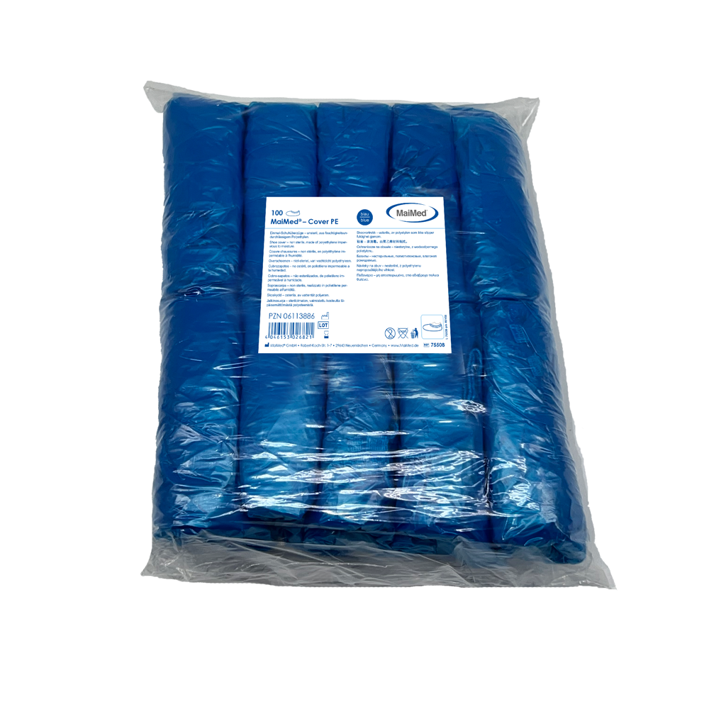 MaiMed-Cover PE shoe covers Disposable shoe covers made of PE, blue, 100 pieces/pack. | Pack (100 pieces)