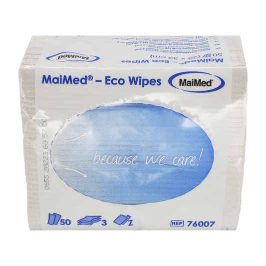 MaiMed- Eco Wipes - wiping & care cloth, 28x33cm recycled tissue, natural white, 3-ply, 50 pieces/pack | Pack (50 pieces)