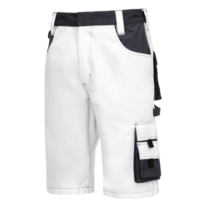 NITRAS MOTION TEX PLUS, work trousers, short, white / grey