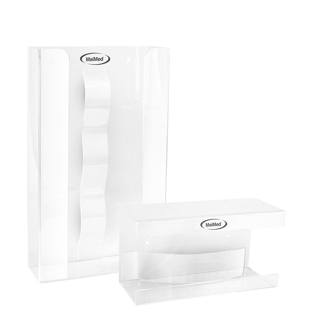 MaiMed wall holder for glove boxes with spring made of acrylic - dimensions: 246x106x135mm - pack of 1 | Pack (1 piece)