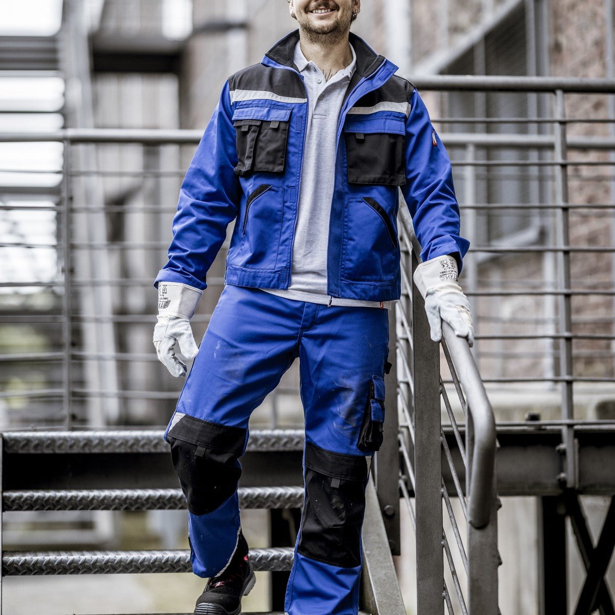 NITRAS MOTION TEX PLUS, work trousers, long, royal blue / black