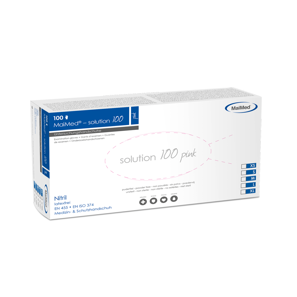 MaiMed-solution 100 pink non-sterile, powder-free latex-free glove, blue, 100 pieces/box