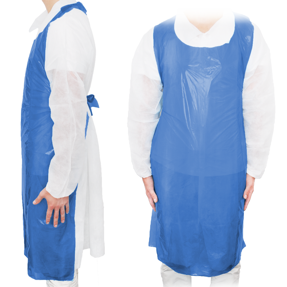 MaiMed-Apron Light PE, apron made of PE 75x120cm blue, 100 pieces/pack, blocked, smooth surface | Pack (100 pieces)