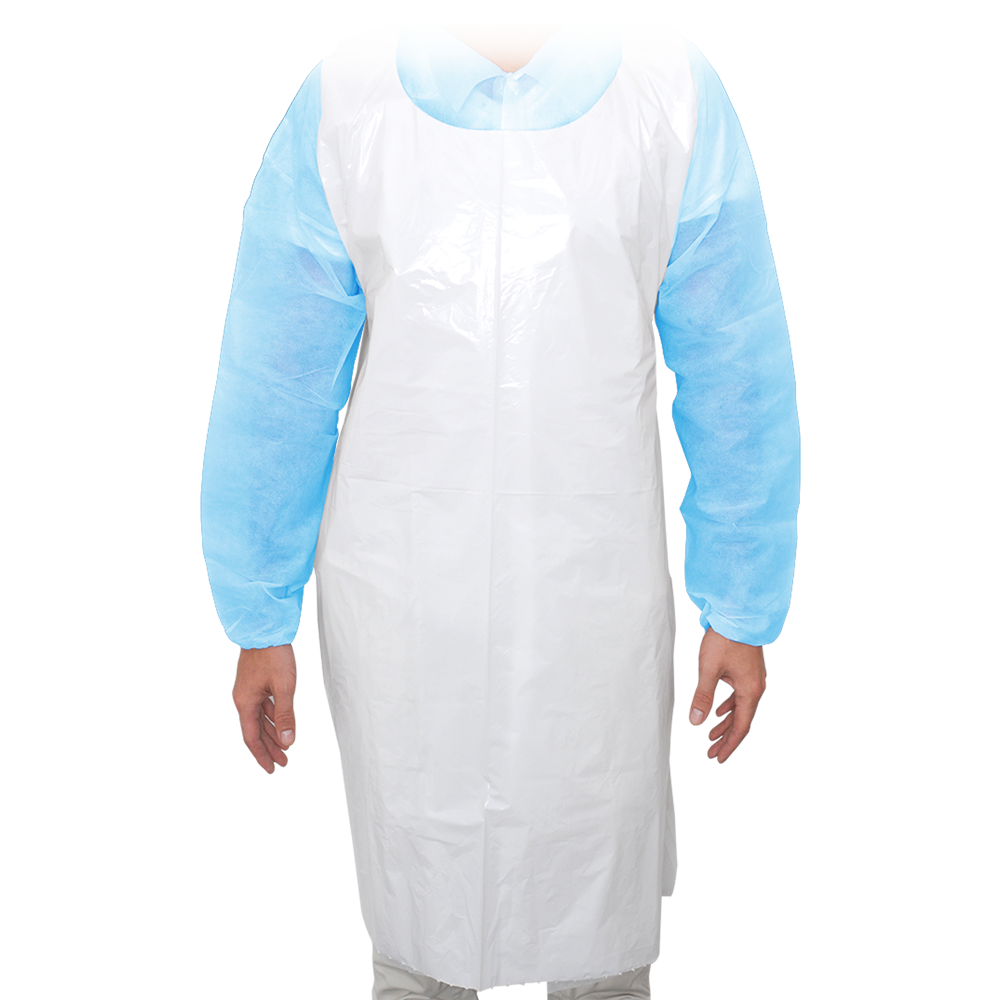 MaiMed-Apron Light PE, apron made of PE 75x120cm white, 100 pieces/pack, blocked, smooth surface | Pack (100 pieces)