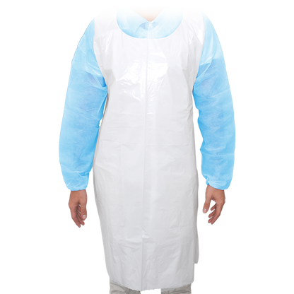 MaiMed-Apron Light PE, apron made of PE 75x120cm white, 100 pieces/pack, blocked, smooth surface | Pack (100 pieces)