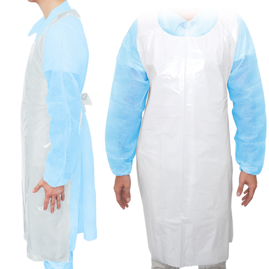 MaiMed-Apron Light PE, apron made of PE 75x120cm white, 100 pieces/pack, blocked, smooth surface | Pack (100 pieces)