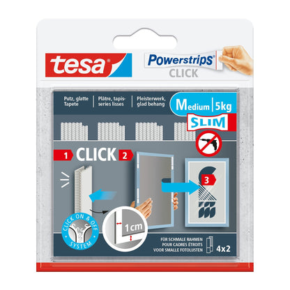 tesa Powerstrips Click Klett-Klebepads, weiß, 2 Stück
