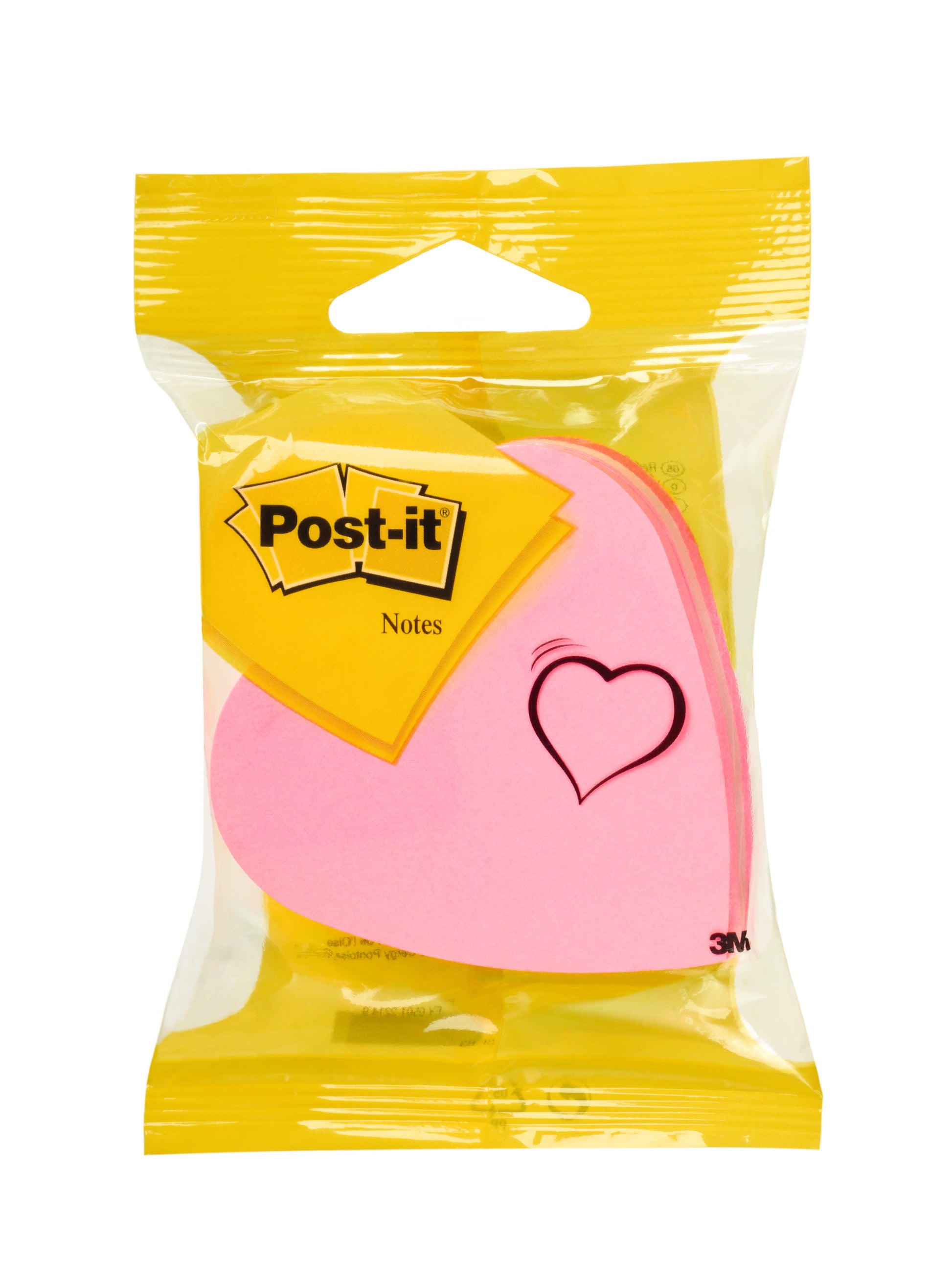 Eine Packung 3M Deutschland GmbH Post-it® Notes In Stanzform, Herz, Pink (70x70mm, 225 Blatt, 1 Block), herzförmig und 100% PEFC-zertifiziert.