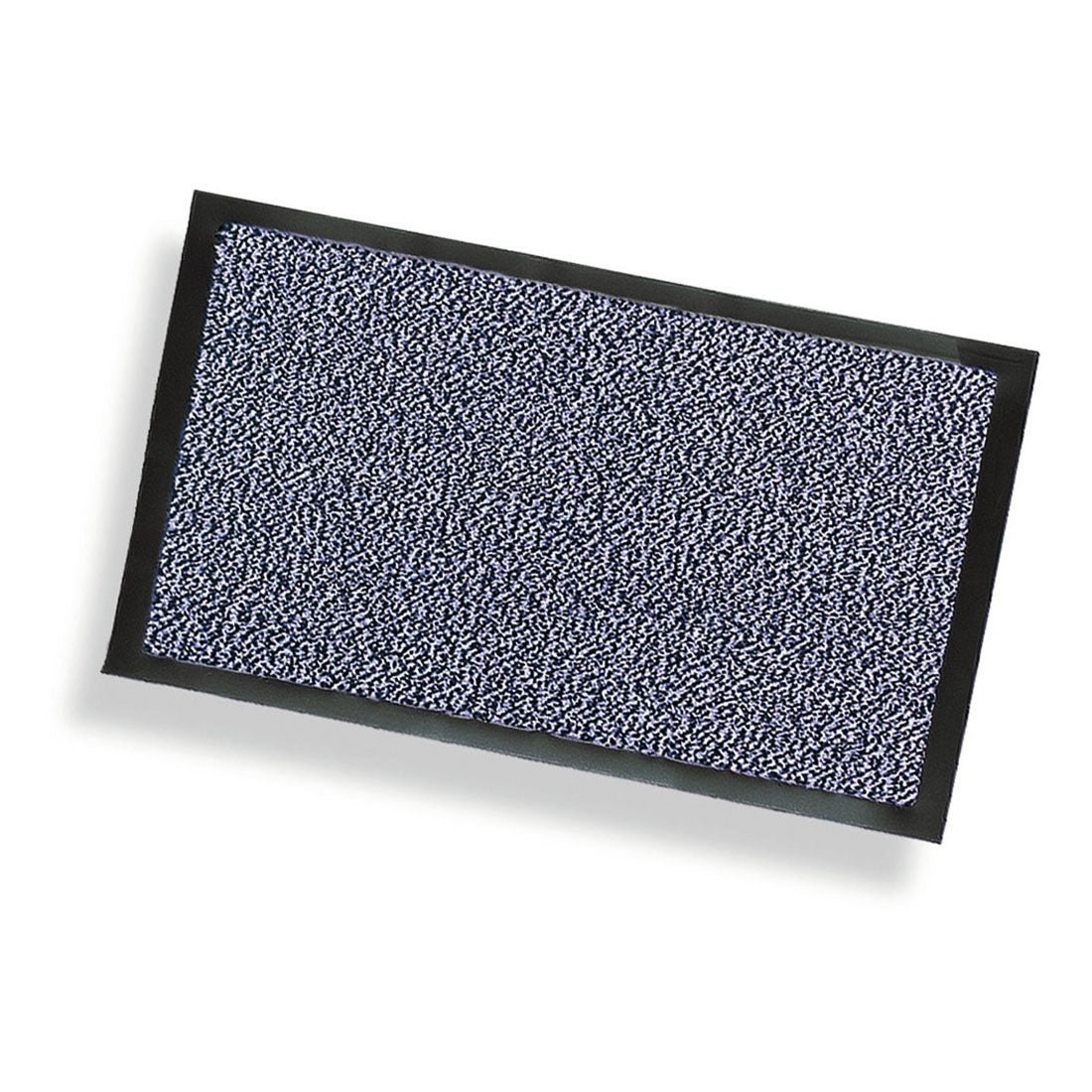 The Nölle Profi Brush dirt-trapping mat in mottled blue from Nölle Profi Brush Bürsten- & Pinseltechnik e.K. is a rectangular entrance mat with a black border and a textured, densely speckled blue, white, and black surface on a white background.