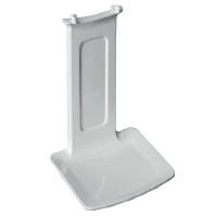 The Dr. Schnell drip tray for dispensers from DR.SCHNELL GmbH & Co. KGaA is a white plastic stand with a rectangular base and upright back, featuring a central indentation - ideal as a drip tray or splash guard for dispenser systems.