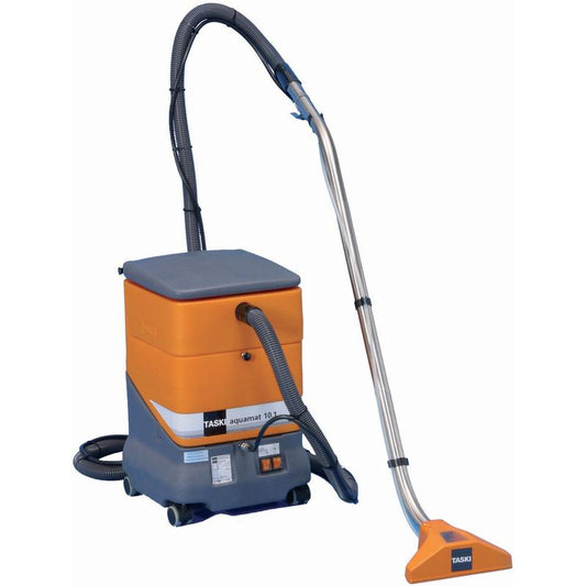 Die TASKI aquamat 10.1 Sprühextraktionsmaschine von Diversey ist ideal für die Grundreinigung kleiner bis mittelgroßer Flächen und eignet sich für Teppiche und Hartböden; Lieferung als 1 Stück-Packung.