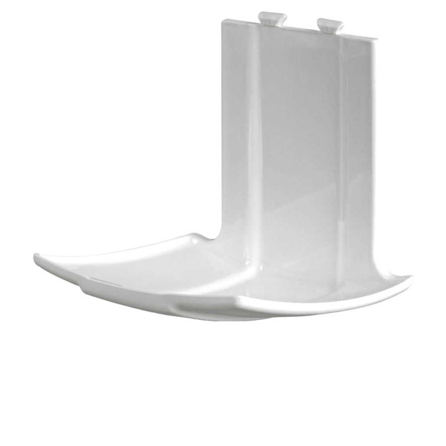 The DR.SCHNELL GmbH & Co. KGaA Dr. Schnell drip tray for dispensers is a white, L-shaped ceramic corner shelf with smooth surfaces and raised edges - ideal for wall mounting as part of a drip guard dispenser system.
