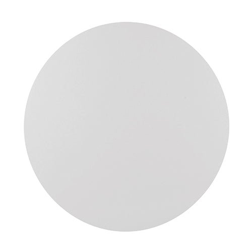 A simple white circle shape, like the PAPSTAR 100 cake bases (cardboard round, white with smooth edge) of PAPSTAR GmbH, appears on a plain white background without a visible white edge.