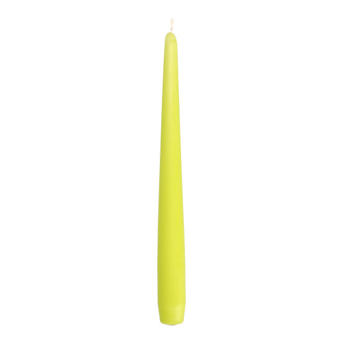 Eine einzelne, nicht angezündete Starpak 50 Leuchterkerze (lindgrün, Paraffin, 2,2 cm Durchmesser, 25 cm hoch) mit spitzer Spitze und etwas breiterer Basis steht vor einem schlichten weißen Hintergrund.