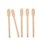 Five PAPSTAR stirring sticks wood "pure", 13 cm, environmentally friendly and stable, are arranged upright side by side against a white background. The sticks show rounded ends and flat edges.