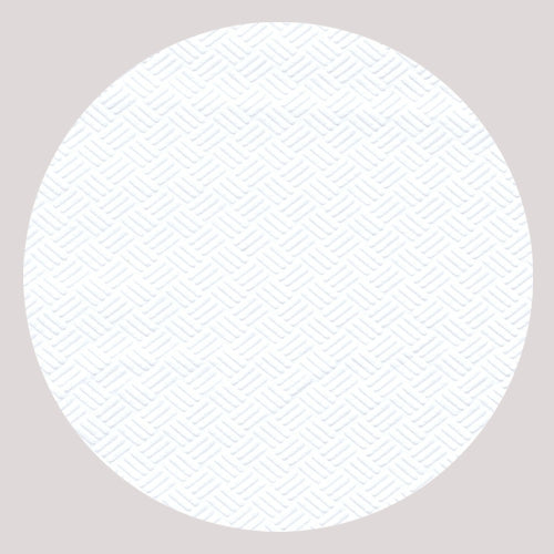 A white circle with a subtle diamond cross pattern, inspired by the PAPSTAR tablecloth (paper, white, 8 m x 118 cm), is centered on a light gray background. Thin blue lines form an even grid that reflects the design of the PAPSTAR GmbH.