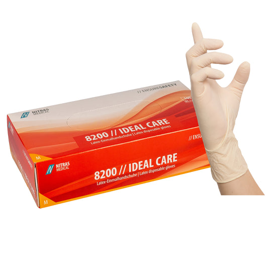 NITRAS IDEAL CARE, latex disposable gloves, natural color