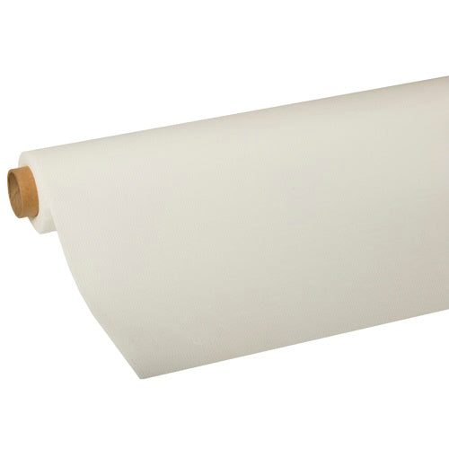 Eine Rolle PAPSTAR Tischdecke, Tissue „ROYAL Collection“ der PAPSTAR GmbH, teilweise abgerollt auf weißem Untergrund – perfekt als hochwertige Tischdecke aus der ROYAL Collection.
