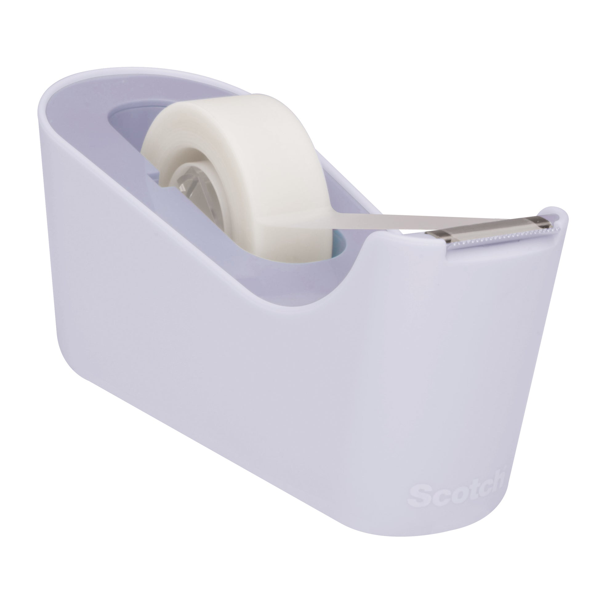 Der Scotch™ Klebeband-Abroller C18 von 3M Deutschland GmbH enthält eine Rolle Scotch® Magic™ Unsichtbares Klebeband (19 mm x 33 m); der weiße Abroller zeigt die sichtbare Klebebandkante und den vorderen Metallabriss.