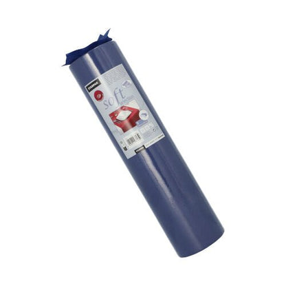 A rolled-up Starpak table runner, fabric-like fleece "soft selection" (24 m x 40 cm), with an attached label, is depicted against a white background, highlighting its soft and versatile appearance.