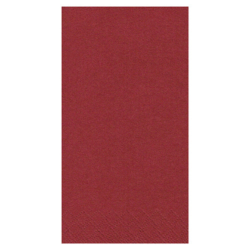 Ein rechteckiges rotes Blatt, das der PAPSTAR 250 Servietten, 3lagig 1/8-Falz der PAPSTAR GmbH ähnelt, wird vor einem weißen Hintergrund dargestellt. Die leicht strukturierte Oberfläche spiegelt die Qualität und die kräftige Farbe dieser Premium-Serviette wider.