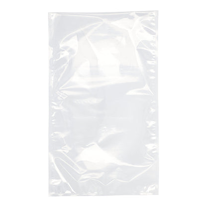 The PAPSTAR 100 edge-sealed bag, PA/PE transparent from PAPSTAR GmbH is depicted unused on a white background. The rectangular plastic bag shows visible creases and surface reflections.