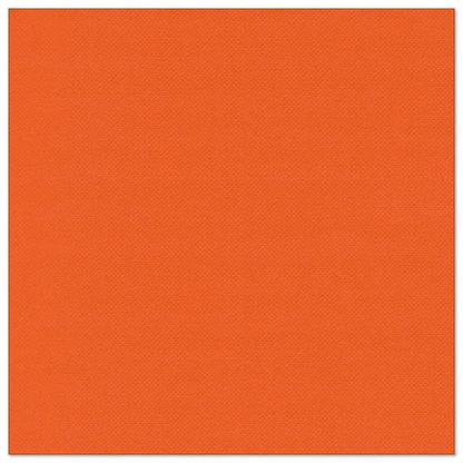 A solid-colored, bright orange square napkin with a subtle texture - ideal for table decoration or to combine with PAPSTAR GmbH 20 napkins "ROYAL Collection" 1/4-fold 40 cm x 40 cm.