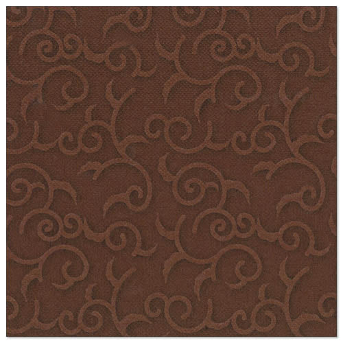Die PAPSTAR 50 Servietten "ROYAL Collection" 1/4-Falz 40 x 40 cm in Braun der PAPSTAR GmbH sind mit einem geprägten Rankenmuster versehen, das für eine strukturierte, elegante Note sorgt - perfekt für den gedeckten Tisch.
