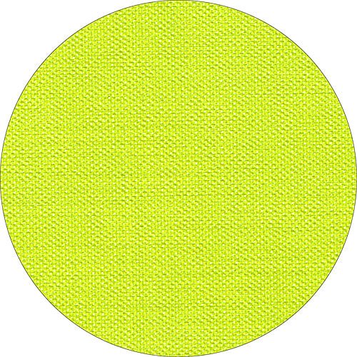 A close-up of the Starpak tablecloth, fabric-like, fleece "soft selection plus" shows a circular pattern of bright yellow-green structured fabric with a detailed weave pattern.