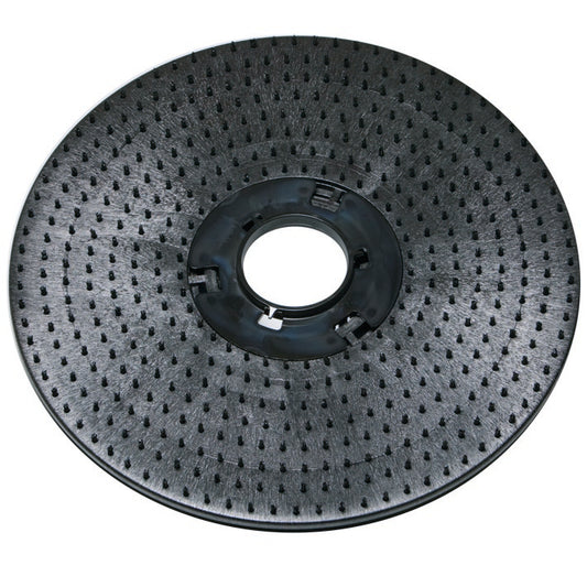 Der Diversey Führungssteller (Ø 43 cm) ist ein runder, schwarzer Pad Driver mit Borsten und Mittelloch, der für die Verwendung mit Reinigungs- und Polierpads auf ergodisc 165, 200, HD und duo Maschinen konzipiert ist; Packung: 1 Stück.