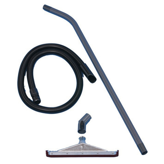 Das Set Nasssaugen Premium von Diversey Deutschland GmbH & Co. OHG enthält Saugschlauch, Saugstange und Metall-Saugdüse mit Starrlamellen - ideal zum Nasssaugen, im weißen Hintergrund arrangiert. Packung mit 1 Stück.