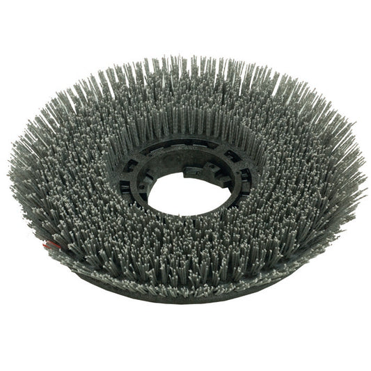 Die Scheuerbürste abrasiv (Ø 43 cm) von Diversey Deutschland GmbH & Co. OHG mit dichten, festen Borsten und zentralem Loch eignet sich ideal zur Reinigung hartnäckiger Verschmutzungen. Abgebildet auf weißem Hintergrund. Packung: 1 Stück.