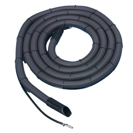 Der Diversey Schlauch (6 m) für TASKI aquamat 20/30, von Diversey Deutschland GmbH & Co. OHG, ist ein grauer, gewellter Reinigungsschlauch mit Anschlüssen an beiden Enden, abgebildet auf weißem Hintergrund; Packung: 1 Stück.