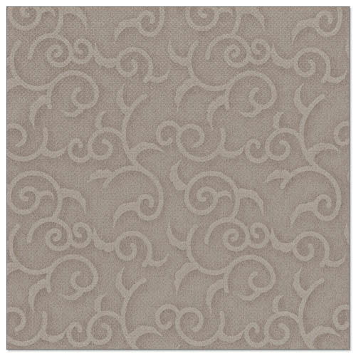 The square napkin from the "ROYAL Collection" by PAPSTAR GmbH (20 napkins, 1/4-fold, 40x40 cm) features an elegant, raised vine pattern in light taupe, ideal for sophisticated table decoration.