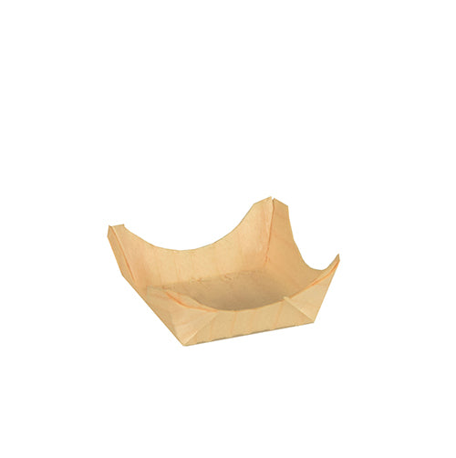 Die PAPSTAR 50 Fingerfood-Schalen „pure“ aus Holz sind rund, umweltfreundlich und stilvoll – eine nachhaltige Alternative zu herkömmlichen Einwegschalen. Von PAPSTAR GmbH, abgebildet vor weißem Hintergrund.
