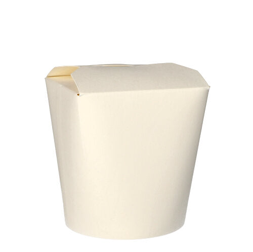Die 50 Pastaboxen der PAPSTAR GmbH, Pappe weiss, sind stabile, aufrecht stehende Take-Away-Behälter aus weißem Papier mit gefaltetem Deckel – ideal für den Transport von Speisen in der Gastronomie oder als praktische Pastaboxen.