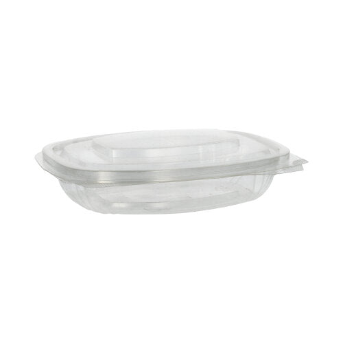 The PAPSTAR 50 delicatessen and salad bowls with hinged lids, PLA "pure" crystal clear from PAPSTAR GmbH are clear, rectangular, compostable salad bowls with hinged lids – an eco-friendly choice for storing fresh food.