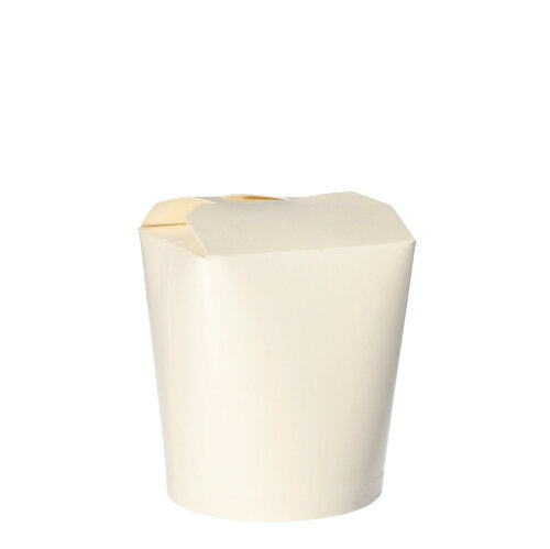 Ein Starpak 50 Snackboxen „To Go“, ein eckiger 550 ml-Take-out-Behälter aus weißem Papier mit gefaltetem Deckel und klarem Design, steht zentriert vor einem weißen Hintergrund, perfekt für Snacks oder Mahlzeiten für unterwegs.