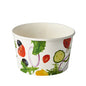 The Starpak 50 salad bowls cardboard "To Go" (600 ml, Ø 12.5 cm x 7.5 cm) are printed on the outside with colorful vegetable motifs. This set contains 50 sturdy cardboard bowls, perfect for salads on the go. The bowl is shown empty on a white background.