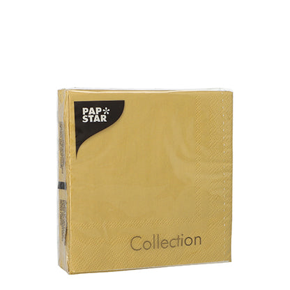 A sealed pack of 20 PAPSTAR napkins (25x25 cm, 3-ply, 1/4-fold) of PAPSTAR GmbH stands upright against a white background – ideal for stylish table decoration.