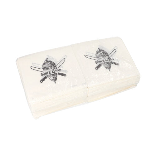 Zwei Stapel weiße, fettdichte PAPSTAR Döner-Kebab-Tüten (16x16 cm, 1000 Stück), jeweils in Schrumpffolie verpackt – ideal für den Imbiss oder zum Servieren zum Döner.