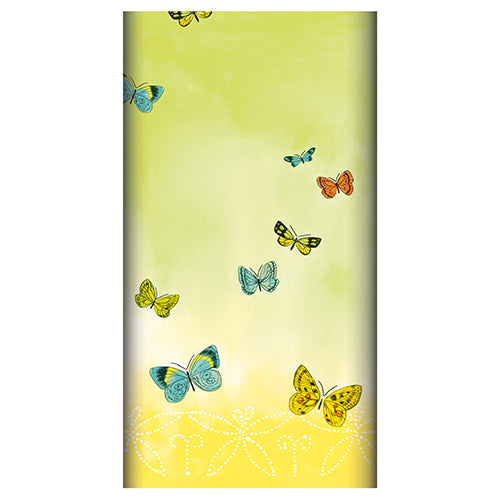Die PAPSTAR Tischdecke „Papillons“ der PAPSTAR GmbH (120 x 180 cm) verfügt über einen hellen Gelb-Grün-Farbverlauf, ein leuchtendes blau-orange-grün-gelbes Schmetterlingsmotiv, einen weiß gepunkteten Blumenrand und ist aus hochwertigem Airlaid-Material gefertigt.